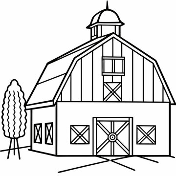 recommend clip art: Barn line art vector
