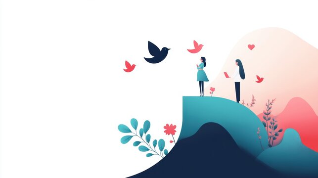 A graphic illustration showcasing a timeline of social media interactions, from the initial post to the final engagement.