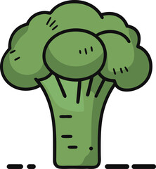 Fresh Broccoli  Flat Style Icon, Broccoli isolated on white background.
