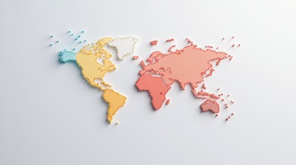 World Map with Language Distribution, A map illustrating the distribution of different languages around the world, with different colors representing language families.