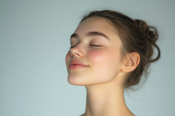 Fototapeta premium A close up of a girl's face with her eyes closed
