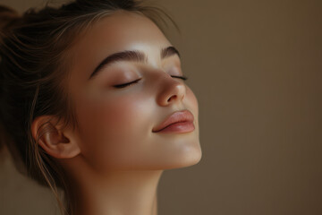 Fototapeta premium A close up of a girl's face with her eyes closed