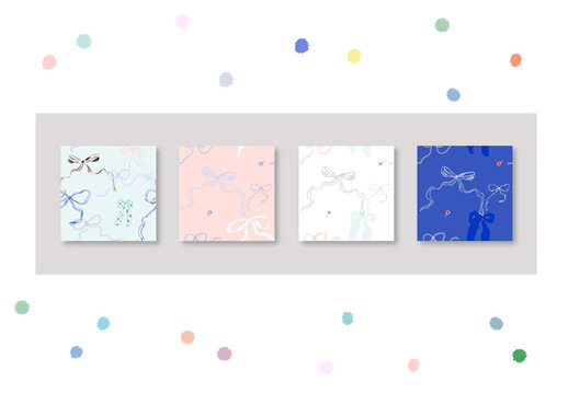 Seamless Patterns With Ribbons And Bows Layout