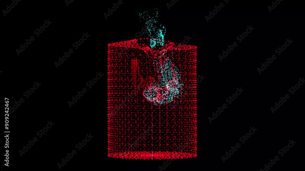 Aufkleber red color wireframe tubes and cylinder from different sides. vector abstract geometric 3d objects. b