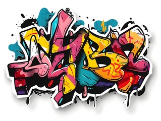 Stylish Streetwear Graffiti Sticker Design for Apparel and Urban Branding