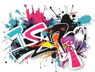 Fototapeta premium Stylish Streetwear Graffiti Sticker Design for Apparel and Product Branding