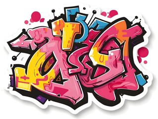 Vibrant Graffiti Inspired Sticker Design for Streetwear Fashion