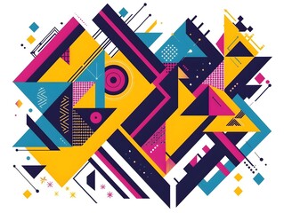 Obraz premium Vibrant Geometric Shapes Abstract Sticker Design for Shirt or Decor