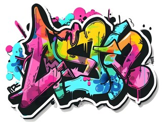 Stylish Streetwear Graffiti Sticker Design for Vibrant Shirt or Wall Decor