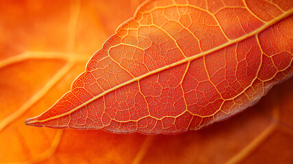 Obraz premium Close-Up of Vibrant Orange Leaf Veins 