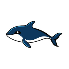 Fototapeta premium vector art illustration of a big whale in solid color, isolated on a white background