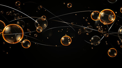 Yellow Soap Bubbles on Black Background, Abstract Image, Texture, Pattern Background, Wallpaper, Cover and Screen of Smartphone, Cell Phone, Computer, Laptop, 9:16 and 16:9 Format