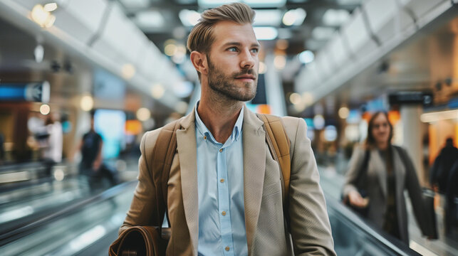 A business traveler en route to an important client meeting in another city