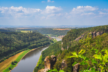 The Elbe River seen from the Bastei Bridge.