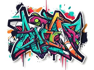 Naklejka premium Stylish Streetwear Graffiti Sticker Design on White Background