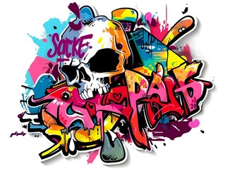 Stylish Streetwear Graffiti Sticker Design for Apparel and Customization