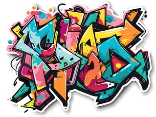 Obraz premium Stylish Streetwear Graffiti Sticker Design with Vibrant Colors and Bold Typography