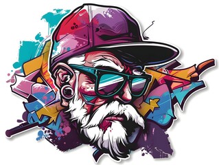 Fototapeta premium Stylish Graffiti Inspired Streetwear Sticker Design for Vibrant and Edgy Fashion and Apparel Creations