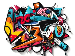 Stylish Streetwear Graffiti Sticker Design for Apparel and Branding