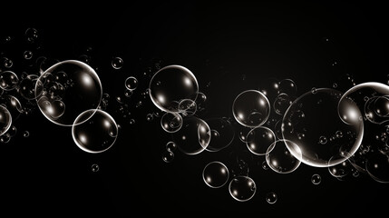 White Soap Bubbles on Black Background, Abstract Image, Texture, Pattern Background, Wallpaper, Cover and Screen of Smartphone, Cell Phone, Computer, Laptop, 9:16 and 16:9 Format