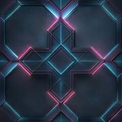 abstract background with squares neon floor top down Generate AI