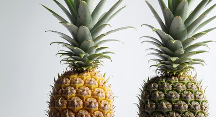 Fototapeta premium Pineapple fruit with crown, close up. Tropical food