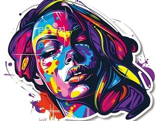 Fototapeta premium Stylish Streetwear Graffiti Sticker Design on White Background