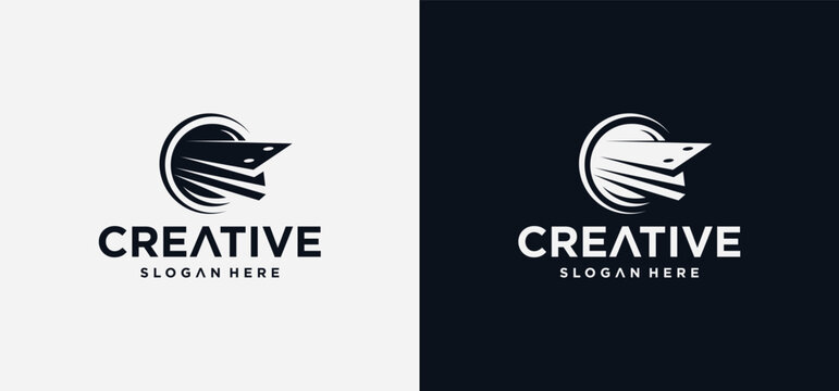 Vector steel logo design with future modern steel beam icon.