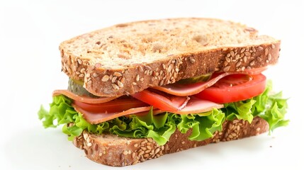 Delicious Ham and Veggie Sandwich on Whole Wheat Bread, sandwich, lunch, food, recipe