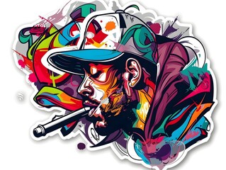 Vibrant Stylish Graffiti Sticker Design for Streetwear Fashion and Apparel Customization