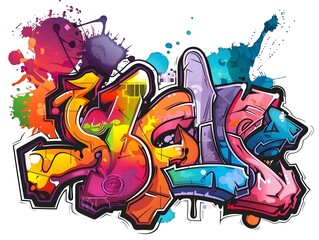 Vibrant Graffiti Inspired Sticker Design for Stylish Streetwear