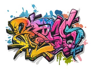 Fototapeta premium Stylish Graffiti Design for Streetwear Clothing and Sticker Branding on a Vibrant and Colorful Abstract Background
