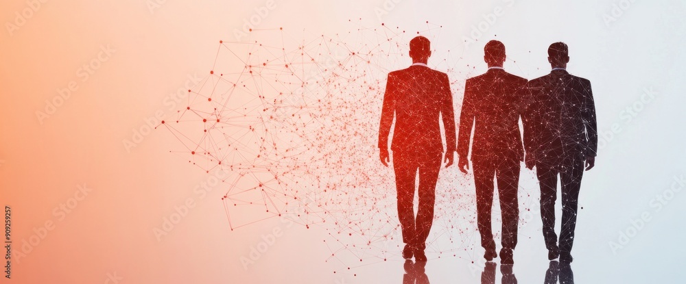 Poster collaborative business team in an abstract setting with natural lighting and spacious copy space