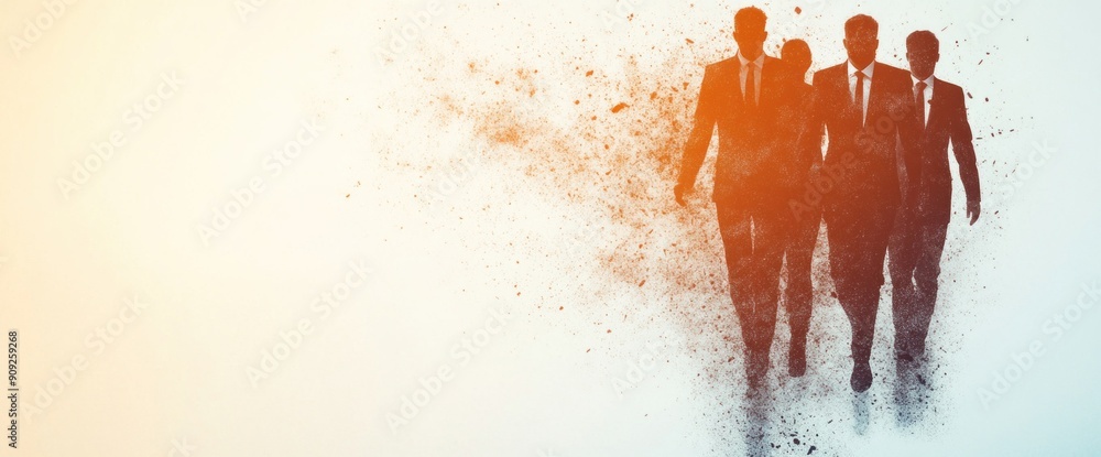Poster dynamic business team in an abstract background with natural lighting and plenty of copy space