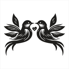 Silhouette couple bird design. romantic icon vector illustration. bird love