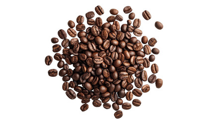 Scattered Coffee Beans Isolated on White Background, Coffee Beans, Roasted Coffee, Coffee, Caffeine