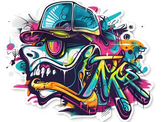 Stylish Streetwear Graffiti Sticker Design with Vibrant Colorful Abstract Patterns