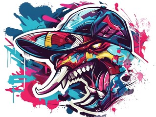 Obraz premium Stylish Streetwear Graffiti Sticker Design Suitable for Shirt Apparel and Merchandise