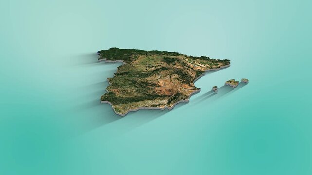 Spain Map Animation.  3d animation of Spain map