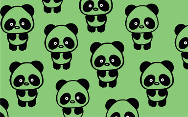 Cute panda vector pattern background. Children's print with pandas pattern on a white background. Cartoon panda wallpaper. Panda art vector. Pattern with animals. Cute animals art.