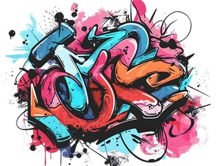 Stylish Streetwear Graffiti Sticker Design Suitable for Shirt or Wall