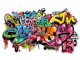 Stylish Streetwear Graffiti Art Design on White Background for Shirt or Sticker