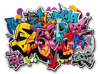 Vibrant Graffiti Inspired Sticker Design for Streetwear Fashion