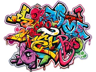 Stylish Streetwear Graffiti Sticker Design with Colorful Abstract Patterns