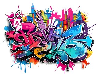 Naklejka premium Stylish Graffiti Inspired Sticker Design for Streetwear Fashion and Apparel