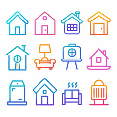 Home and Living icon set art vector