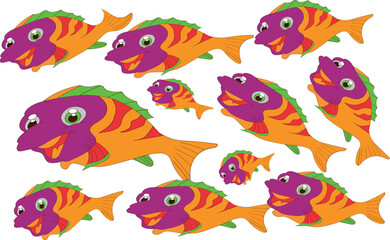 fishing vector flat silhouette collection