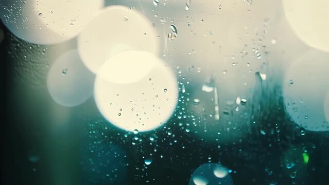 The raindrops create a sparkling bokeh effect on the window adding a touch of magic to the already charming caf setting. Light leaks bokeh
