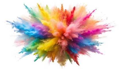 Fototapeta premium Color Burst, bright mix paint color powder festival explosion burst isolated on white and transparent background