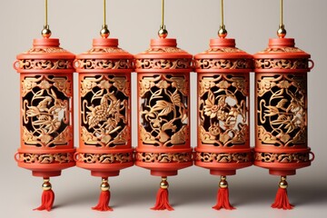 Ornate Red and White Traditional Chinese Lantern